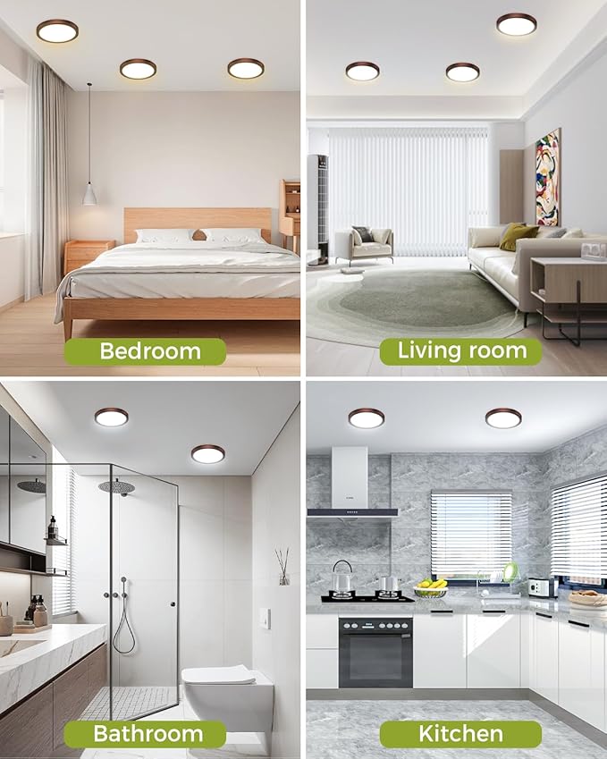 hepside 1Pack Dimmable Flush Mount Ceiling Light Fixture Oil Rubbed Bronze, 3CCT Selectable 3000/4000/6500K Ceiling Lamp, 7.5INCH 15W 1500LM Low Profile Light for Bedroom, Kitchen, Bathroom, Hallway