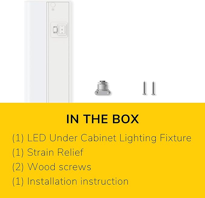 GETINLIGHT 12-inch Hardwired Only 3 Color LED Under Cabinet Lighting, Selectable 3000K/4000K/5000K, Dimmable, Matte White Finished, ETL Listed, IN-0201-11-WH-345K