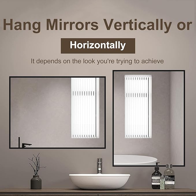 24" x 32" Black Metal Framed Bathroom Mirror - Rounded Rectangle Matte Black Vanity Mirror, Anti-Rust Tempered Glass, Farmhouse Style Wall Mirror, Horizontal/Vertical Hanging