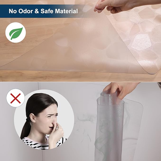 Clear Area Mat for Hard Floors, 4'×6' No Slip Vinyl Floor Mats for Under Dining Table, Pebble Patterned Waterproof Rug Protector for High Traffic Areas, Pet, Splat Mat