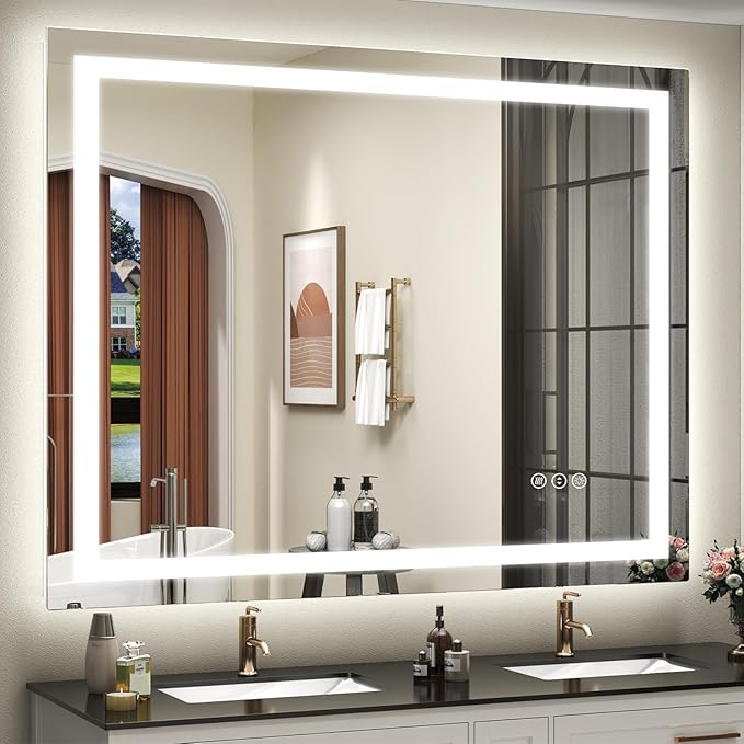 44x36 LED Lighted Mirror for Bathroom Wall Mounted, Dimmable Vanity Mirror with Lights, Anti-Fog, ETL Listed (Backlit and Front Lighted)