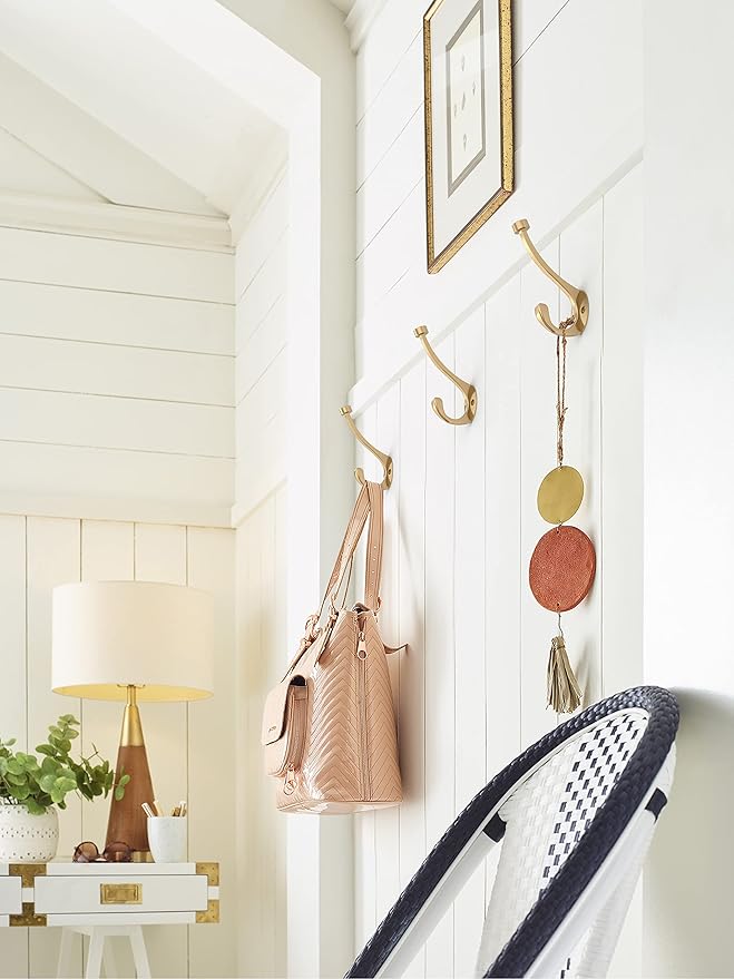 Amerock H55465CZ | Adare Double Prong Decorative Wall Hook | Champagne Bronze Hook for Coats, Hats, Backpacks, Bags | Hooks for Bathroom, Bedroom, Closet, Entryway, Laundry Room, Office