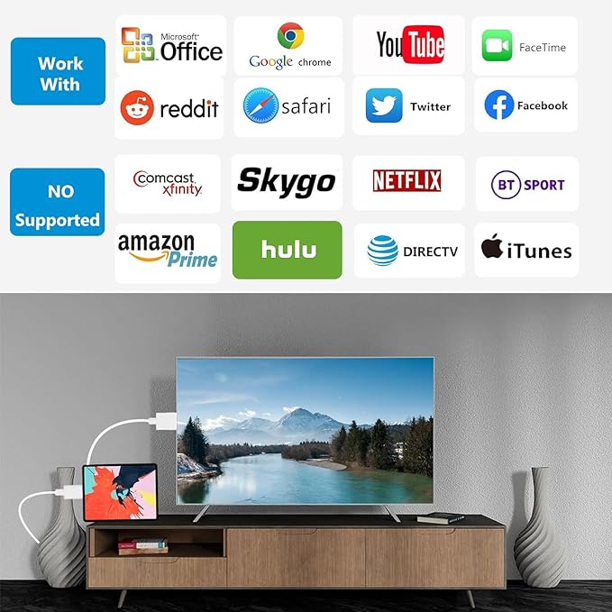 [MFi Certified] Lightning to HDMI Cable • HDMI Cable for iPhone to TV • Compatible with iPhone14, 13, 12, 11 to TV Output • with 1080P HD Display • Just Plug and Play/6.6FT