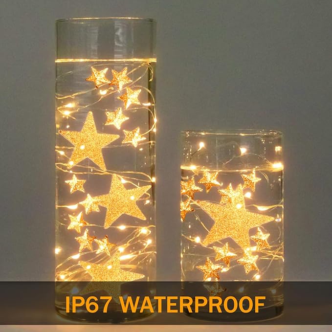 Onforu 16 Pack Warm White Fairy Lights Battery Operated String Lights, 6.5ft IP67 Waterproof Twinkle Light for Mason Jar Wedding Centerpiece Decor Christmas Bedroom