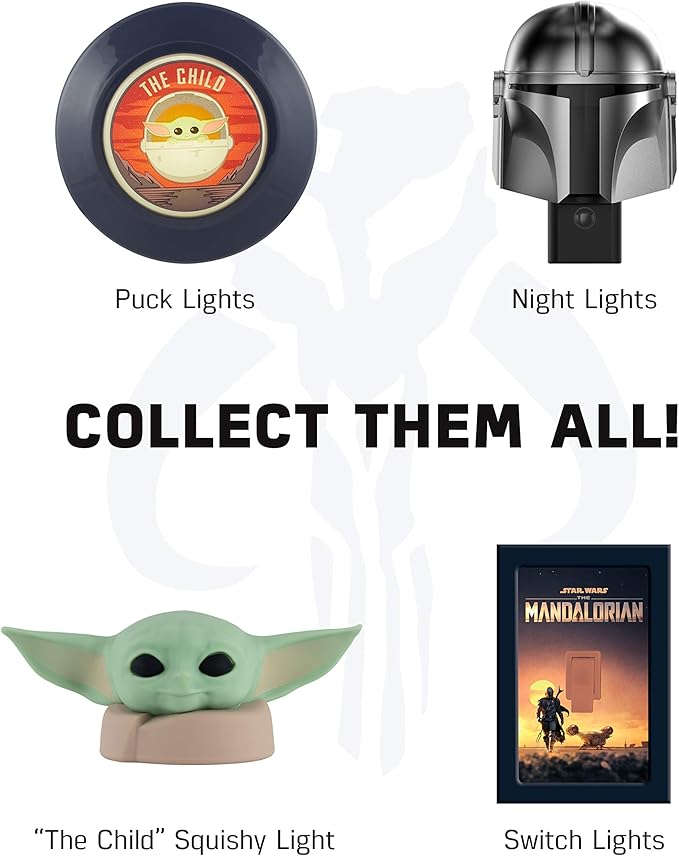 Projectables Mandalorian LED Night Light, Star Wars, Projector, Galaxy Light, Plug-in, Dusk to Dawn, Grogu, For Kids, Adults, Ideal for Bedroom, Playroom, Nursery, Bathroom, 53216