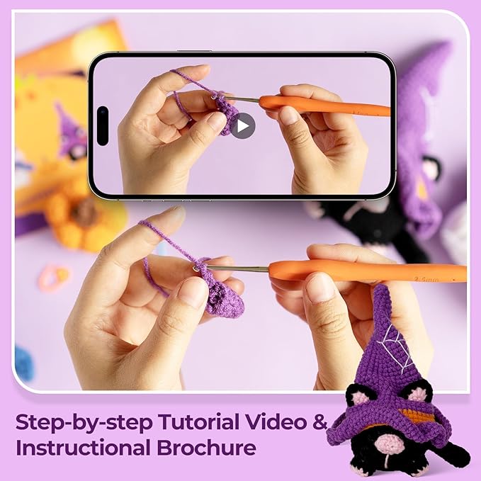 Wizardi Amigurumi DIY Crochet Kit - Halloween Cat F07N8-M210