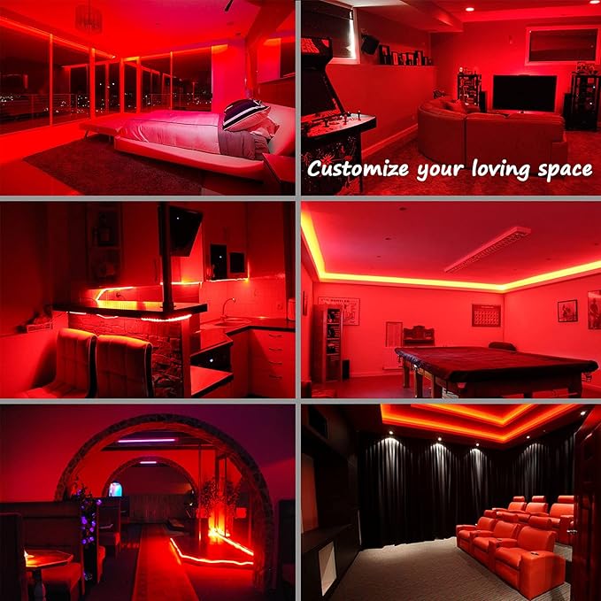 Red Rope Lights, 16.4ft Waterproof Strip Light, Indoor Outdoor Decorative Lighting for Home Christmas Holiday Garden Patio Party