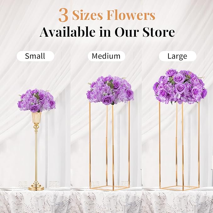 NUPTIO Flower Balls for Centerpieces Wedding: 10 Pcs 14.2 inch Diameter Artificial Flower Ball Arrangement Bouquet Centerpiece for Tables - Light Purple Fake Rose Flowers for Wedding Decor
