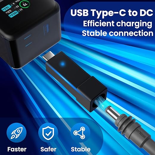 Starlink Mini Cable Adapter, USB C to DC Adapter Power Cable Adapters for Starlink Mini, USB C Male to DC Female for Power Cord Work with 20V/65W, 20V/100W, 28V/140W PD Power Source, Black