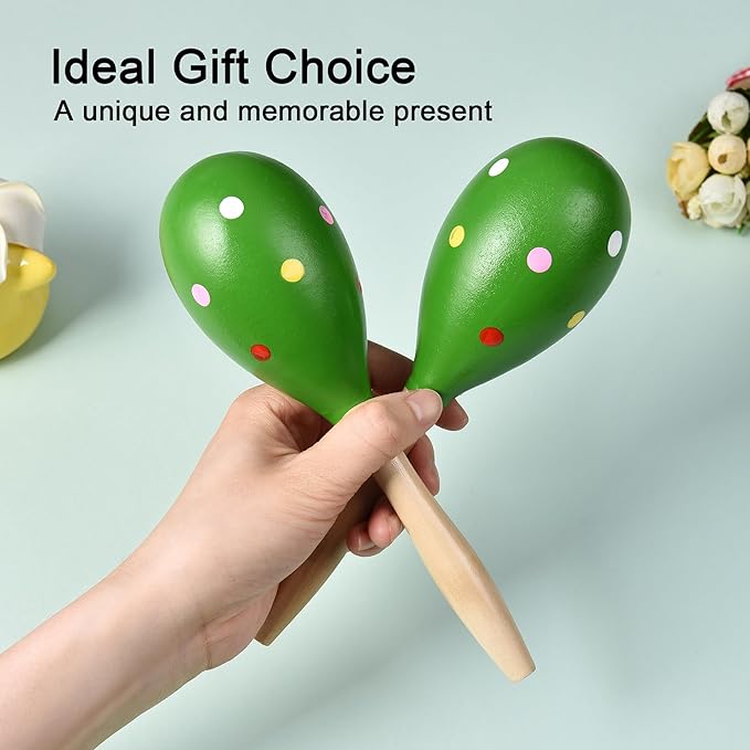 Maracas for Adults Kids Babies, Wooden Maracas Shaker Musical Instrument, Green