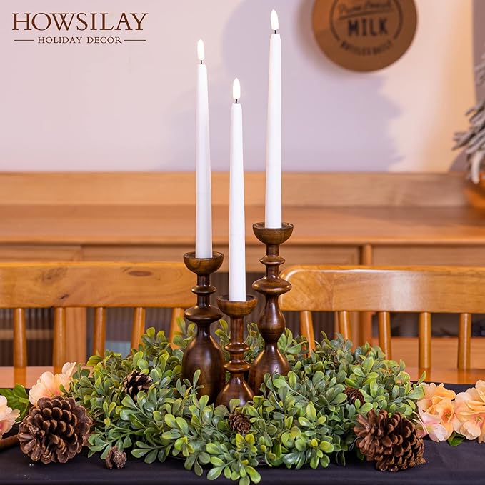 HOWSILAY Candle Holder Wood Candle Holders for Table Centerpiece Candlestick Holders Modern Farmhouse Decor Candlesticks fits 3/4" or 7/8" Taper Candle and Dia 1.5" Led Tea Lights or Pillar Candles