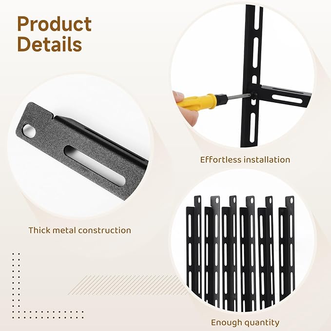 10 Pcs 19 in Rack Cable Management Kit, Including 0.5U L-Shaped Tie Bars, 20 Cabinet Screws, 100 Cable Ties, Sturdy Metal with Black Coating, Multi-Hole Design for Flexible Cabling