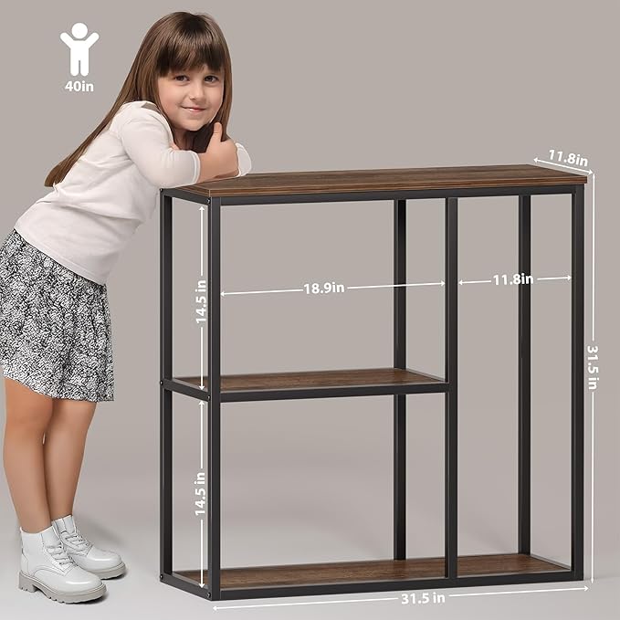 WOHOMO Console Table, Small Entryway Table with Storage Shelves 12'' Narrow Sofa Table Modern Hallway Table for Living Room 31.5" x12''x31.5'' Walnut