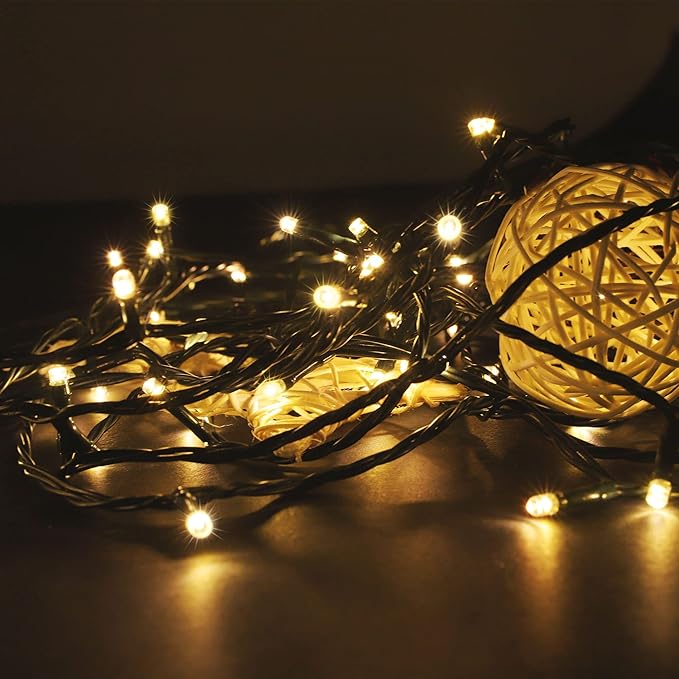 100-1000 LED Christmas Lights, Low Voltage Fairy String Lights with 8 Modes, Ideal for Xmax Tree, Garden, Home, Party, Halloween Festival Deco (Warm White, 200 LEDs)