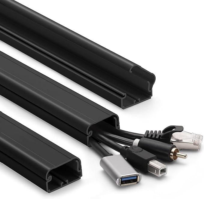 39in Cord Covers for Wires on Wall, YCLYC Wall Cord Cover, Large TV Cable Hider Wall Kit, Black TV Cord Hider for Wall Mounted TV, Electrical Cable Raceway Cord Organizer, 3 X L13in W1.2 H0.7