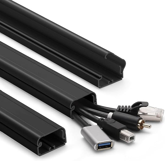 39in Cord Covers for Wires on Wall, YCLYC Wall Cord Cover, Large TV Cable Hider Wall Kit, Black TV Cord Hider for Wall Mounted TV, Electrical Cable Raceway Cord Organizer, 3 X L13in W1.2 H0.7