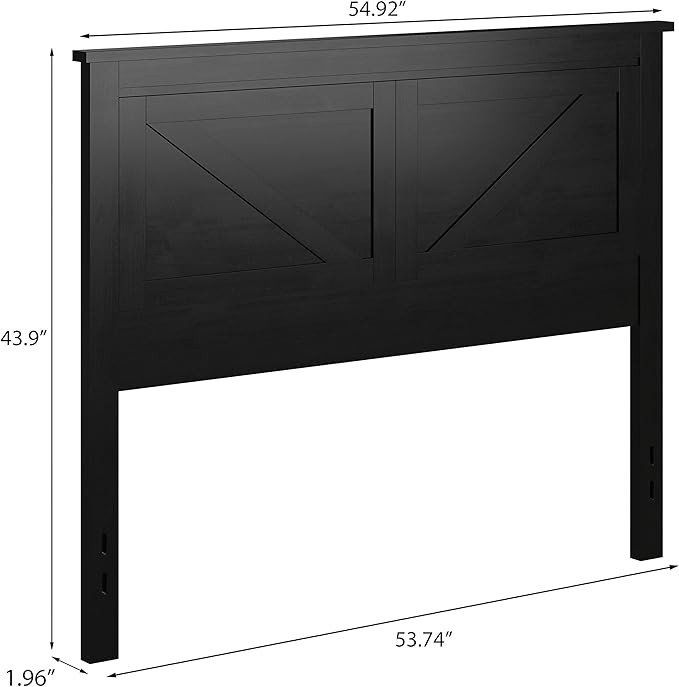 Glenwillow Home Farmhouse Style Wood Panel Headboard in Black - Full Size