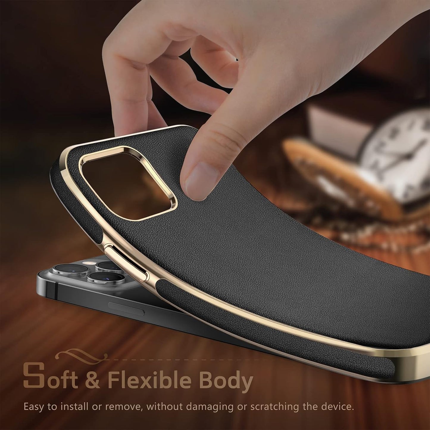 LOHASIC Leather Case for iPhone 13 Pro Max, Premium Slim Classic Cover Soft Grip Shockproof Compatible with 5G 6.7 inch