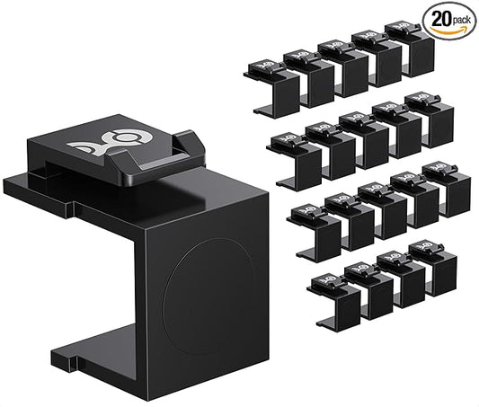 Cable Matters 20-Pack Blank Keystone Jack Inserts in Black, Blank Inserts for Keystone Wall Plates/Patch Panels