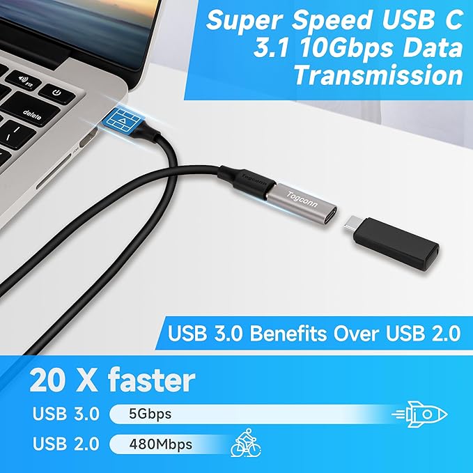 USB C Coupler 4-Pack, USB 3.1 Type-C Female to Female Extension Adapter Connector Support 4K@60Hz Video,10Gbps Data Transfer and Fast Charge Compatible with Thunderbolt 4/3, iPad, MacBook and more