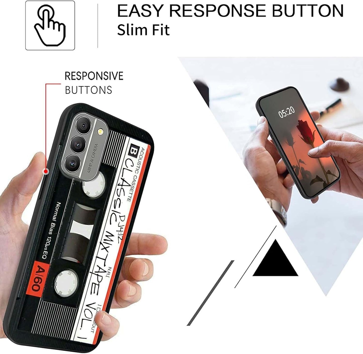Retro Audio Cassette Pattern Case for Nokia G310 5G, Slim Soft TPU Silicone Rubber Shock-proof Cover
