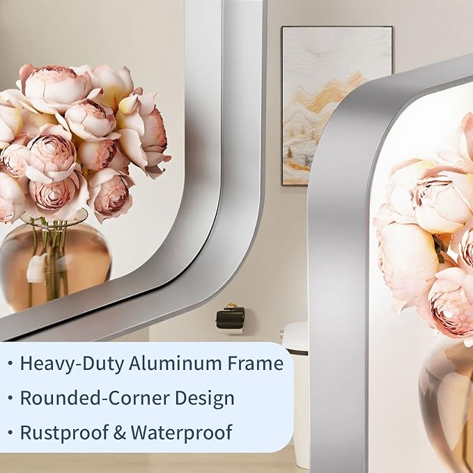 22×30 Silver Bathroom Vanity Mirror for Over Sink - Rectangle Framed Mirrors for Wall with Tempered Glass & Rounded Corners for Bedroom, Living Room, Horizontal/Vertical, Modern Farmhouse