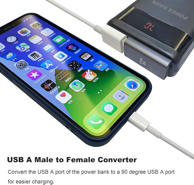 AreMe 90 Degree USB 3.1 Adapter 2 Pack, Left Angle USB A Male to Female Converter Extender for PC, Laptop, USB A Charger, Power Bank and More