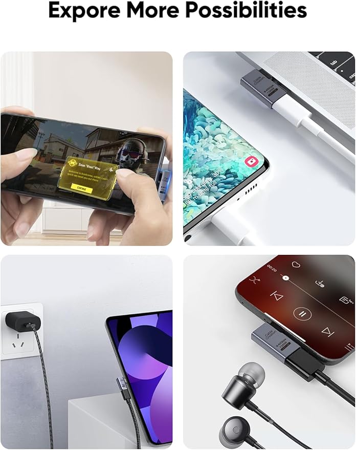 CableCreation Right Angle USB C Adapter, USB C Male to Female 90 Degree Adapter 40Gbps 240W Compatible with Thunderbolt 4, USB 4, Notebook, PC, Tablet, Phone and More, Right Angle