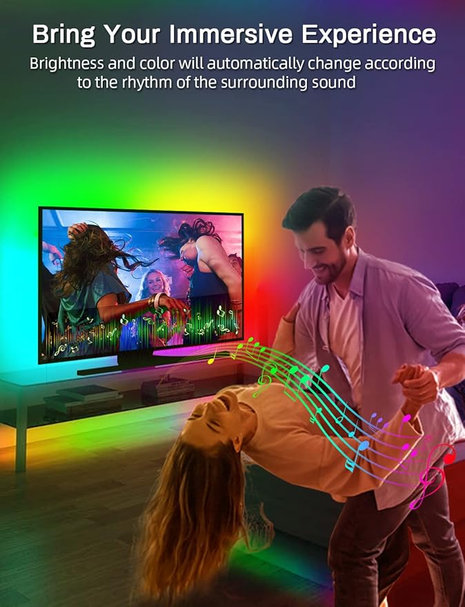 MATICOD LED Lights for TV Led Backlight, 13.1ft RGB Led Strip Lights for TV Lights Behind, USB Led Light Strip for 45-60in TV, Bluetooth APP Control Music Sync Strip Lighting for Christmas Decorations