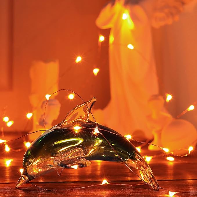 Mikasol Fairy Lights Battery Operated, 4 Pack Mini 3*AAA Battery Powered Copper Wire Led Starry String Lights Firefly Lights for Bedroom, Christmas, Parties, Decoration (5m/16ft Orange)