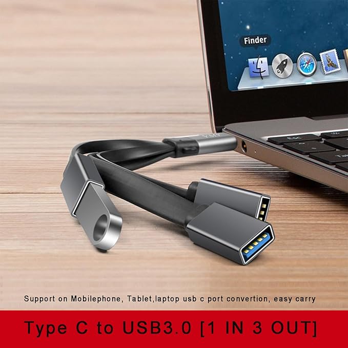 Lightweight Easy Carry USB Type-C to USB-A Hub OTG Adapter Multi-Port Converter Dock 1 in 3 Out Type C Expension Cable for Mobile Tablet Laptops