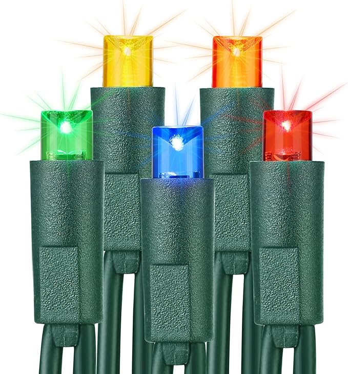 Brizled Multi Color Christmas Lights, 33ft 100 LED Christmas Tree Lights, 5mm Wide Angle Xmas Light, Connectable 120V UL Certified Xmas Light String for Tree Party Wedding Home Indoor Outdoor Decor