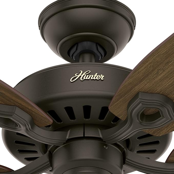 Hunter 52 inch Indoor Ceiling Fan No Light with Pull Chain - Bronze Ceiling Fan without Light, Standard Mount, 5 Blades, For Bedroom, Living Room, or Kitchen - Builder Elite 53242, New Bronze