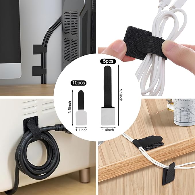 137PCS Cable Management Kit 4 Cable Sleeve Split 100 Cable Zip Ties 10 Cable Clips 15 Adhesive Wall Cable Tie 10 Cable Zip Tie for TV Computer Office Home Under Desk