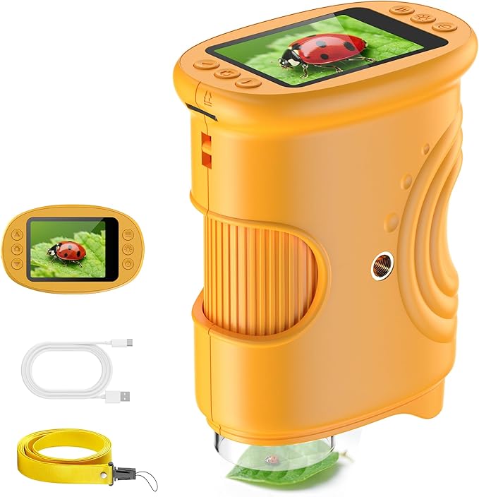 1000X Handheld Digital Microscope for Kids: Pocket Microscope with 2.0" IPS Screen - STEM Toys Birthday Gifts for Girls Boys - Portable Edu Science Kits Toddler Age 3-6 6-12