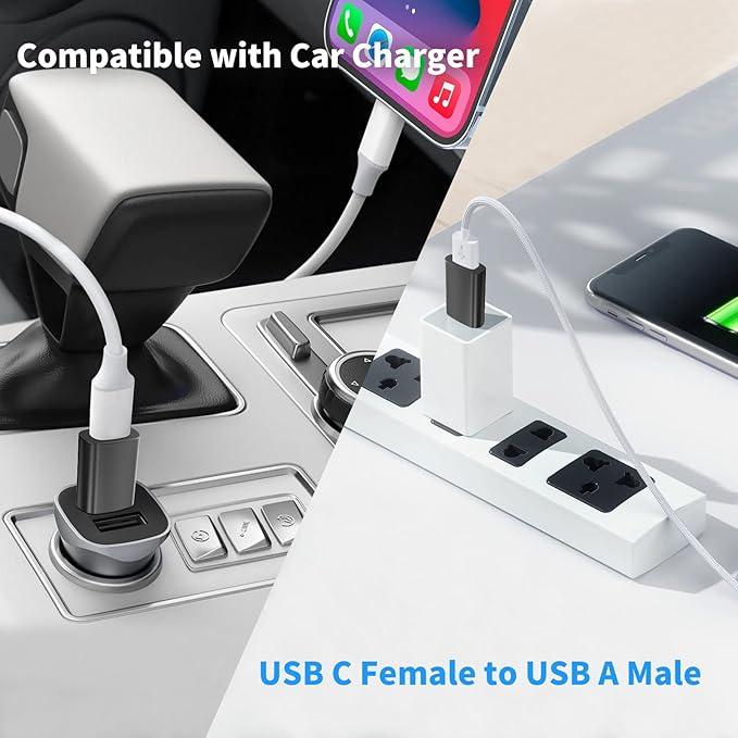 6PCS Upgraded USB 3.0 to USB C Adapter, Compatible with Samsung, iPhone, IPad, Power Bank and More USB C Devices.