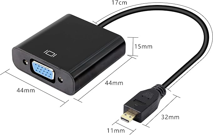 XMSJSIY Micro HDMI to VGA Audio Adapter Converter 1080p Full HD Micro HDMI Male to VGA Female Interface for Desktop Monitors Projectors Laptops Tablets