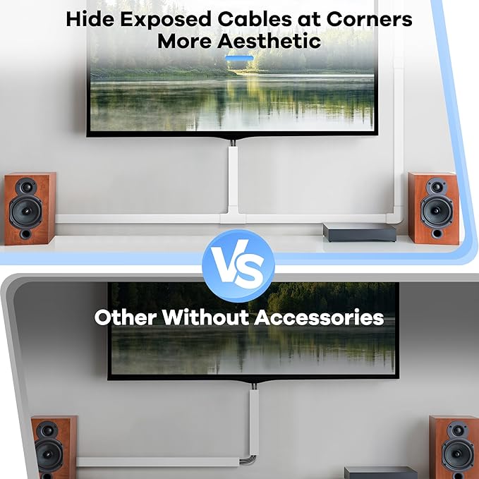 306in Cord Hider Kit, Cord Covers for Wires on Wall, Paintable Wire Cover for Cords, Cable Hider for Wall Mounted TV, White Cord Concealer, Cable Raceway Wire Management, 18x L17in x W0.95in x H0.55in