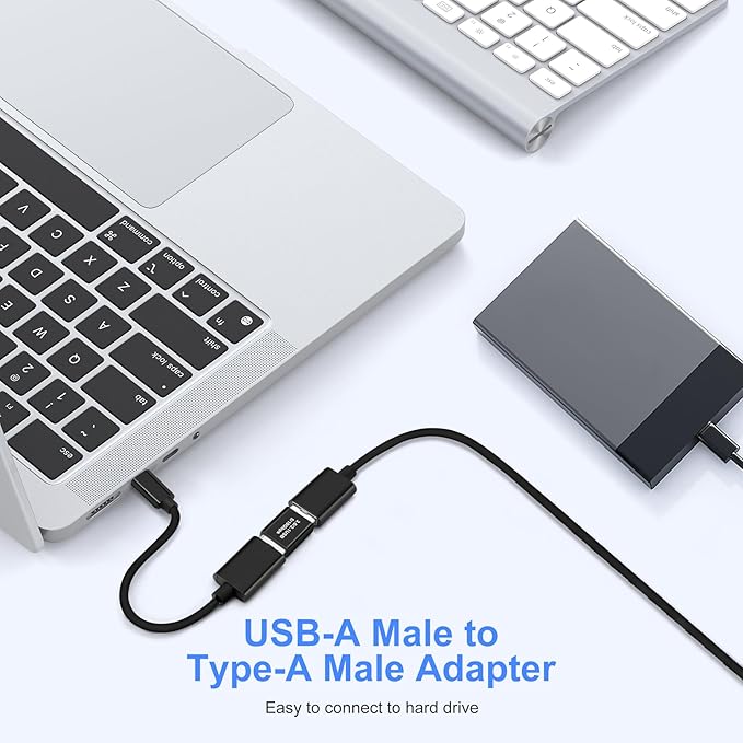 2 Pack USB 3.0/3.1 Male to Male Adapter and OTG 3.0 USB A to A Adapter, Extension or Expansion