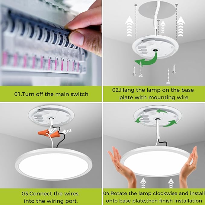 20Inch Big Dimmable Flush Mount LED Ceiling Light Fixture, 3000K-4500K-6000K 3 Color Selectable Ceiling Lamp 45Watt 4500LM Low Profile Ceiling Light for Kitchen Bedroom Hallway Porch