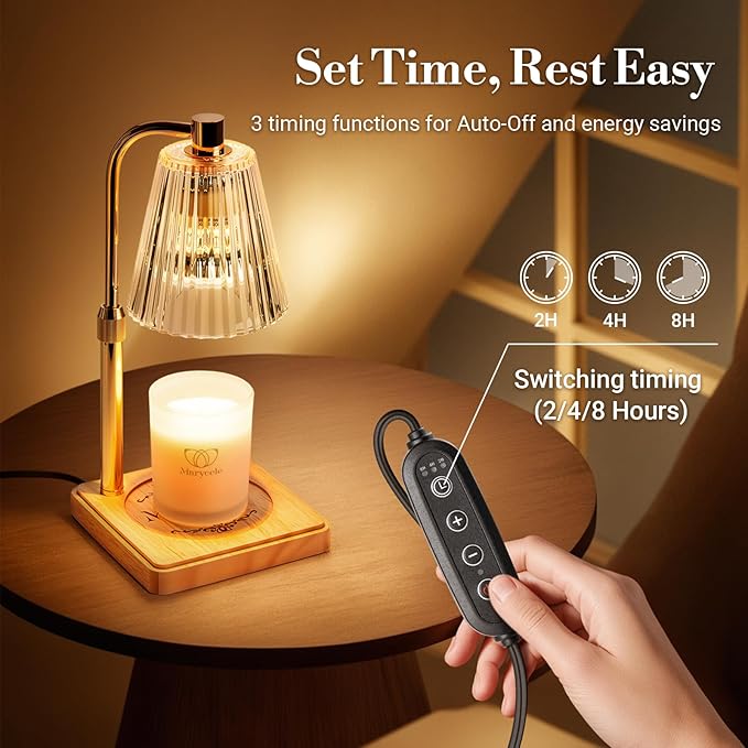 Marycele Candle Warmer Lamp with Timer Dimmer, Christmas Birthday Gifts for Mom Women Sister Her, House Warming Gifts, Thanksgiving Decorations for Office Room Home Decor, Clear Adjustable Wax Warmer