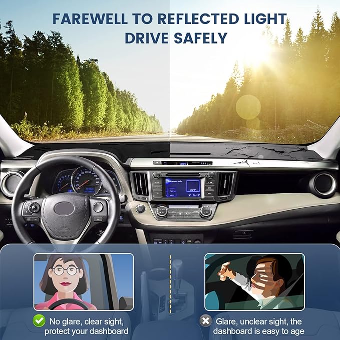Dashboard Cover Mat Custom Fit for Toyota RAV4 2013-2018 Dash Cover Nonslip Dash Mat Protector Sunshade No Glare Black