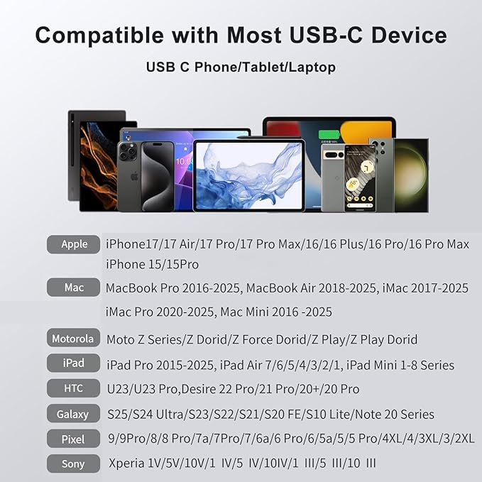 [Apple MFi Certified] USB-C to USB Adapter for iPhone 17/16/15, 10Gbps USB-C Male to USB 3.2 Female OTG, 3 in 1 Audio Cable 60W PD Charging Port and Data Transfer, Compatible with MacBook Pro Air