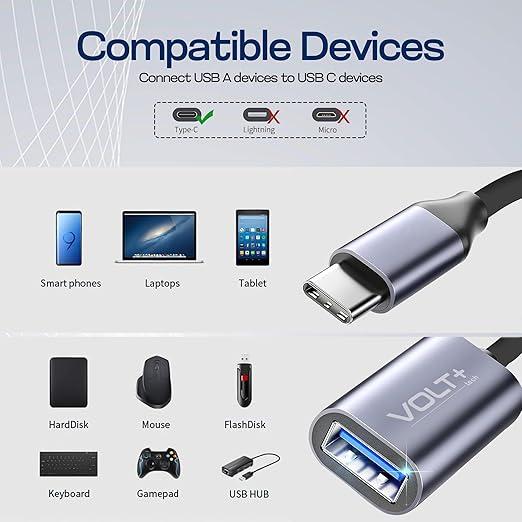 OTG USB-C to USB 3.0 Adapter [2Pack] Thunderbolt 3 Compatible with Apple MacBook Pro/Air iPhone 16 Pro Max/Plus/15 Samsung Galaxy S24/S23/S22/S21