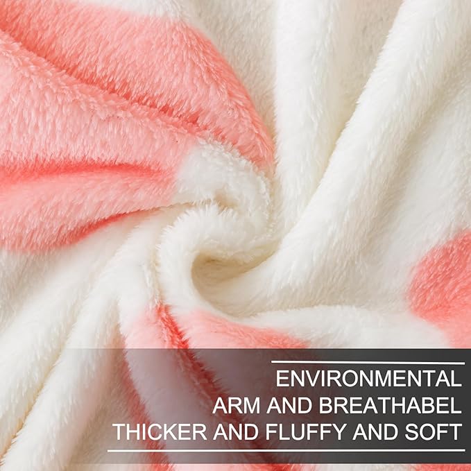 Fleece Cow Print Blanket for All Season - Premium Lightweight Anti-Static Pink and Ivory King Size Blankets Plush Gift for Daughter Mom, Bedroom Decor 90" x 108"(Pink Cow)