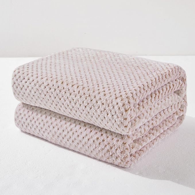 Exclusivo Mezcla Fleece Bed Blanket Queen Size, Super Soft and Warm Blankets for Couch, Sofa and Bed Waffle Textured, Cozy, Fuzzy and Lightweight (Mixed Camel, 90x90 Inches)