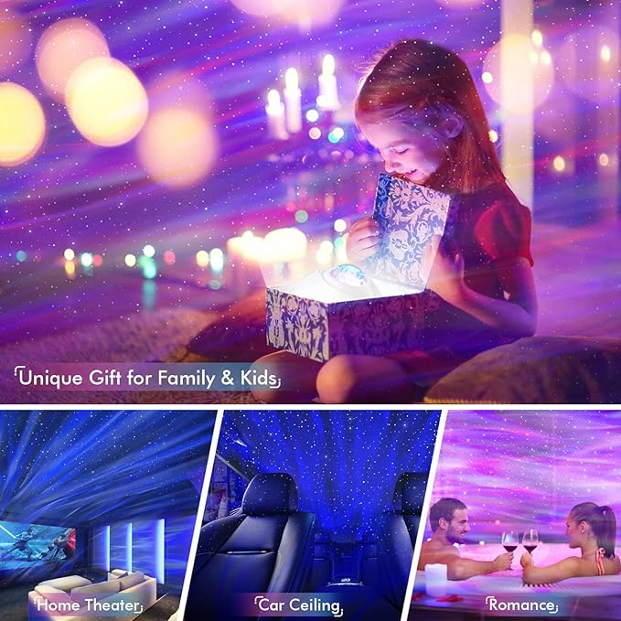 Rossetta Star Projector, Galaxy Projector for Bedroom, LED Night Light Aurora Projector with Bluetooth Speaker, White Noise, Timer and Remote, Room Decor, Gifts for Kids, Adults, Christmas, Birthday