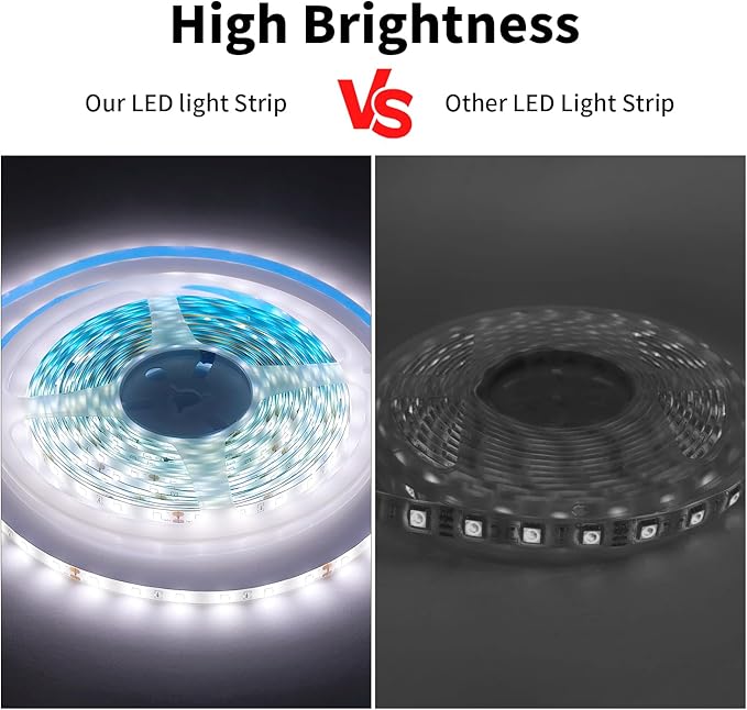 iNextStation 32.8ft/10M White LED Strip Light, 24V 2835 SMD 600 LEDs Flexible Cuttable Waterproof LED Tape Light for Bedroom Kitchen Cabinet Wardrobe TV (Power Adapter not Included)