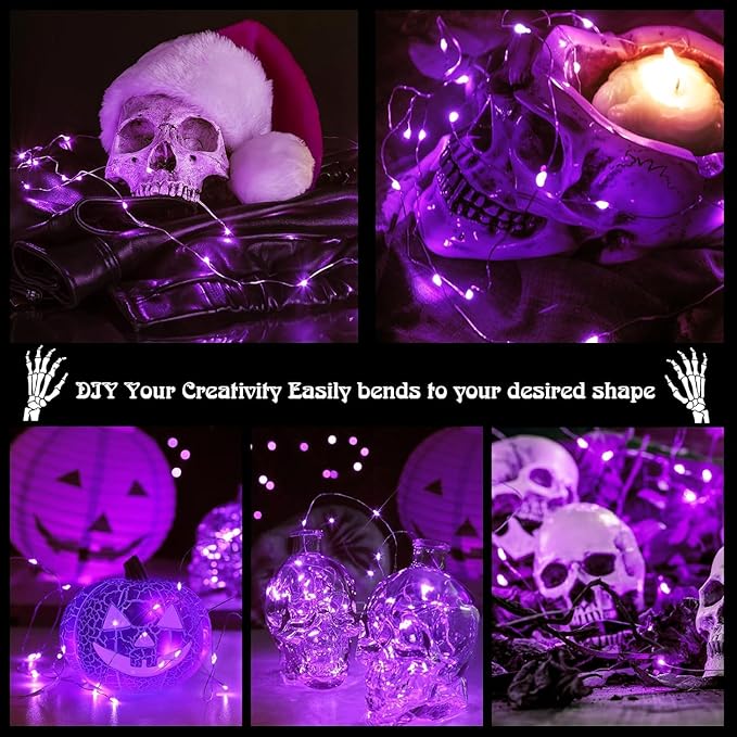 led Fairy Lights Waterproof 16.4ft String Lights Battery Operated for Wedding, Home, Garden, Party, Christmas Decoration, Purple