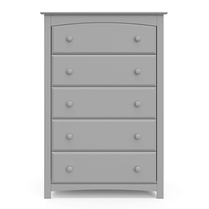Storkcraft Kenton 5 Drawer Dresser (Pebble Gray) – GREENGUARD Gold Certified, Dresser for Kids Bedroom, Includes Safety-Focused Interlocking Drawer System